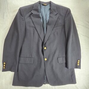 Brooks Brothers Brooksease Mens Navy Blue Blazer Gold Metal Buttons 43 Wool
